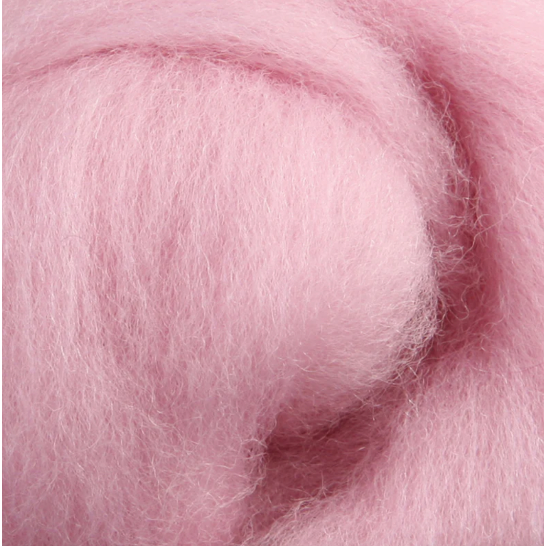 Wistyria Editions ~ Soft Pink Wool Roving 14"