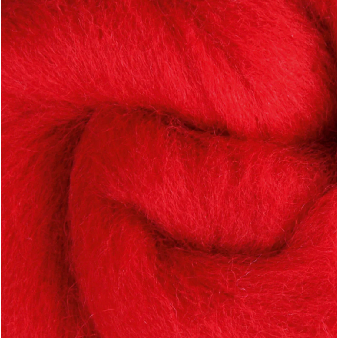 Wistyria Editions ~ Red Wool Roving 14"