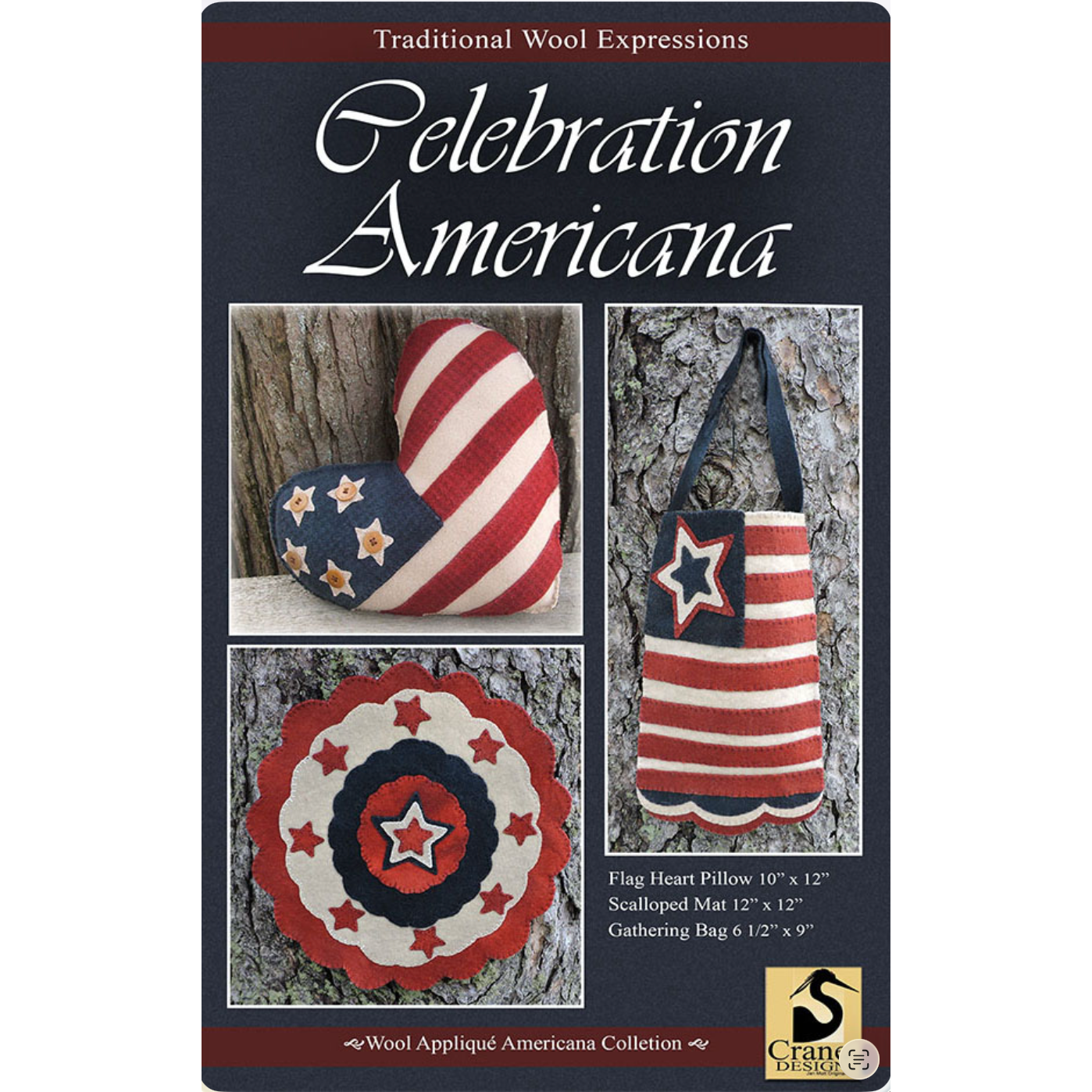 Crane Design ~ Celebration Americana Wool Applique Pattern