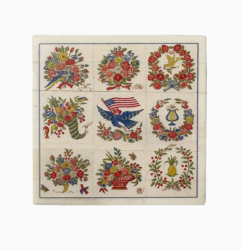 Patriotic Album Quilt Printed Bone Trinket Decorative Box