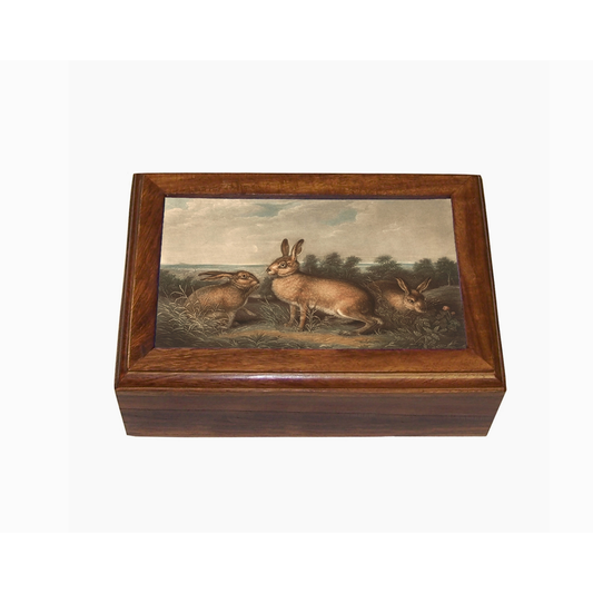 Vintage Hares (C. 1831) Decorative Vintage Wood Needlework Box