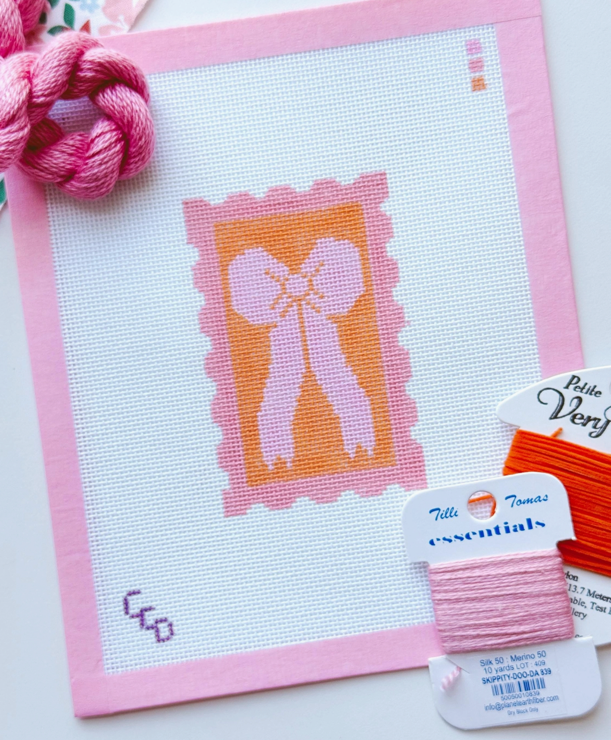 Cotswold Co Designs | Pink Bow Needlepoint Canvas