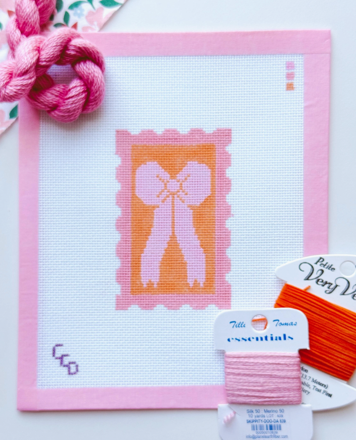 Cotswold Co Designs | Pink Bow Needlepoint Canvas