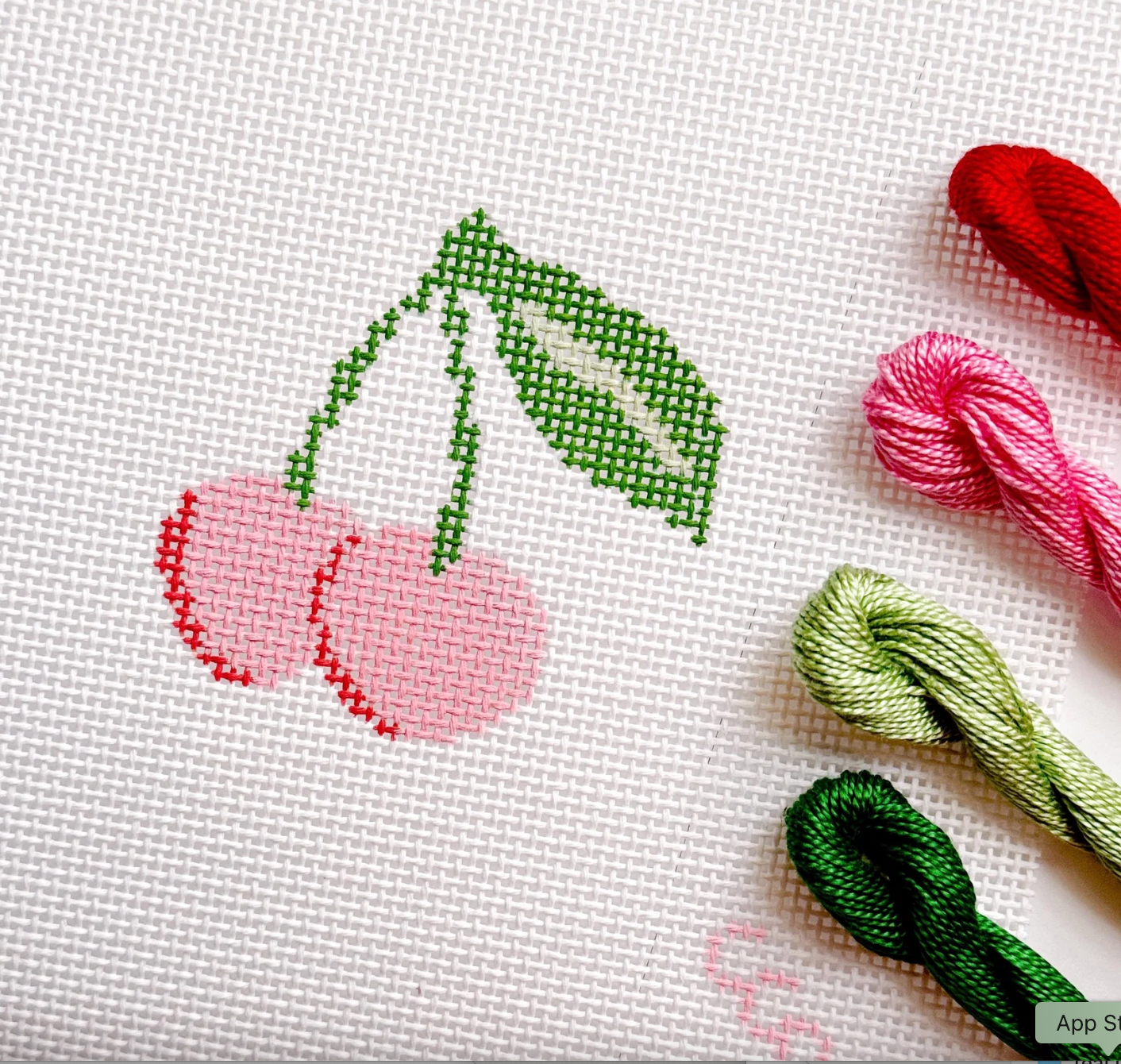 Cotswold Co Designs | Hand Painted Cherries Needlepoint Canvas