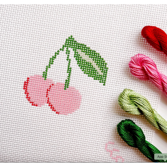 Cotswold Co Designs | Hand Painted Cherries Needlepoint Canvas
