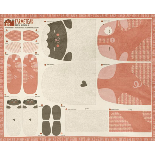 Farmstead Cuddle Panel Multi 20942 11QC Pig and Sheep