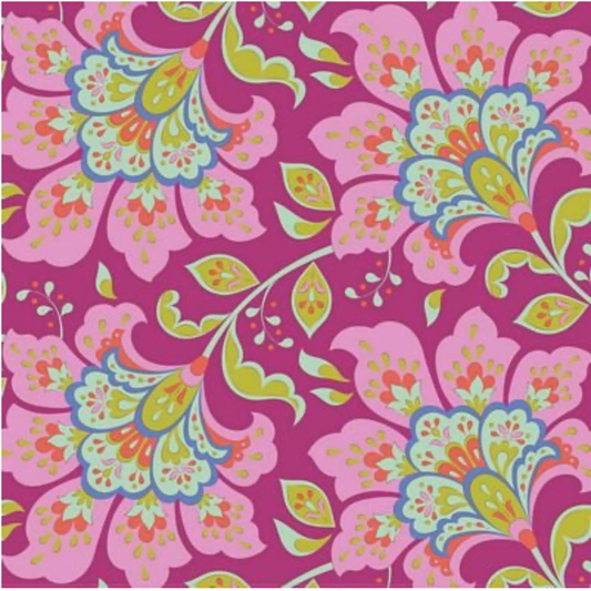 Tilda Fabrics ~ 33" x WOF remnant Bloomsville Flowermarket Plum TIL100502-V15