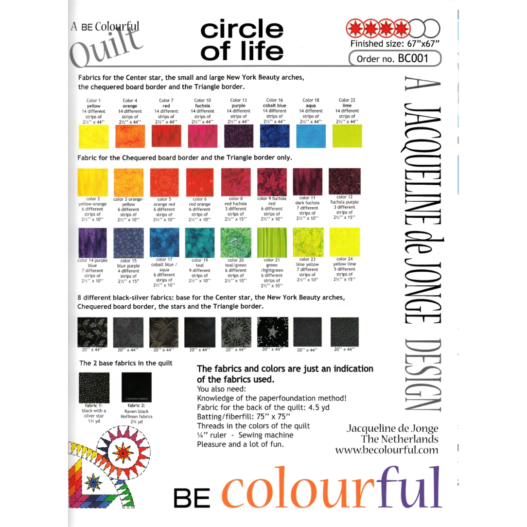 Jacqueline de Jonge ~ Circle of Life Quilt Pattern and/or Kit
