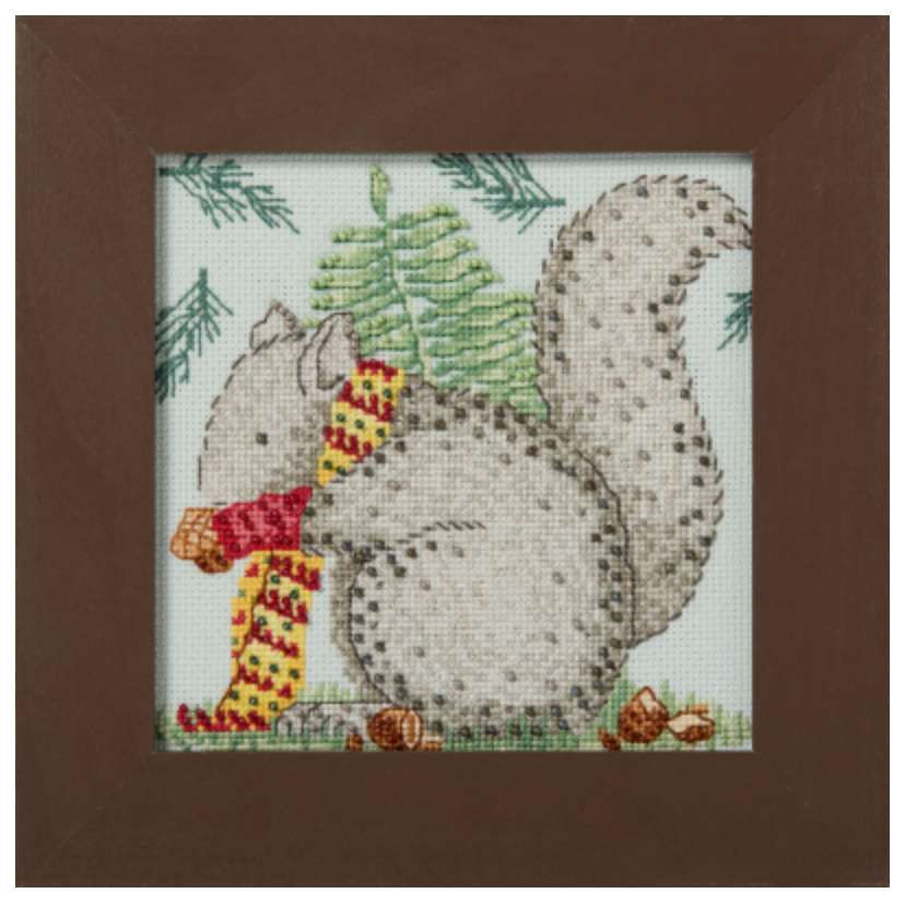 Debbie Mumm | Woodland Friends 2026 Cross Stitch Kit - Nutty Squirrel