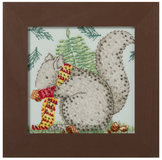 Debbie Mumm | Woodland Friends 2026 Cross Stitch Kit - Nutty Squirrel