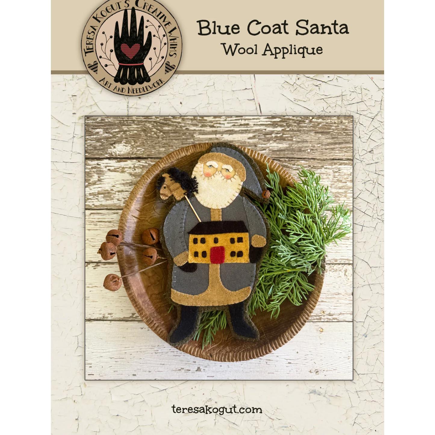 Teresa Kogut  | Blue Coat Santa Wool Appliqué Pattern