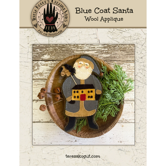 Teresa Kogut  | Blue Coat Santa Wool Appliqué Pattern