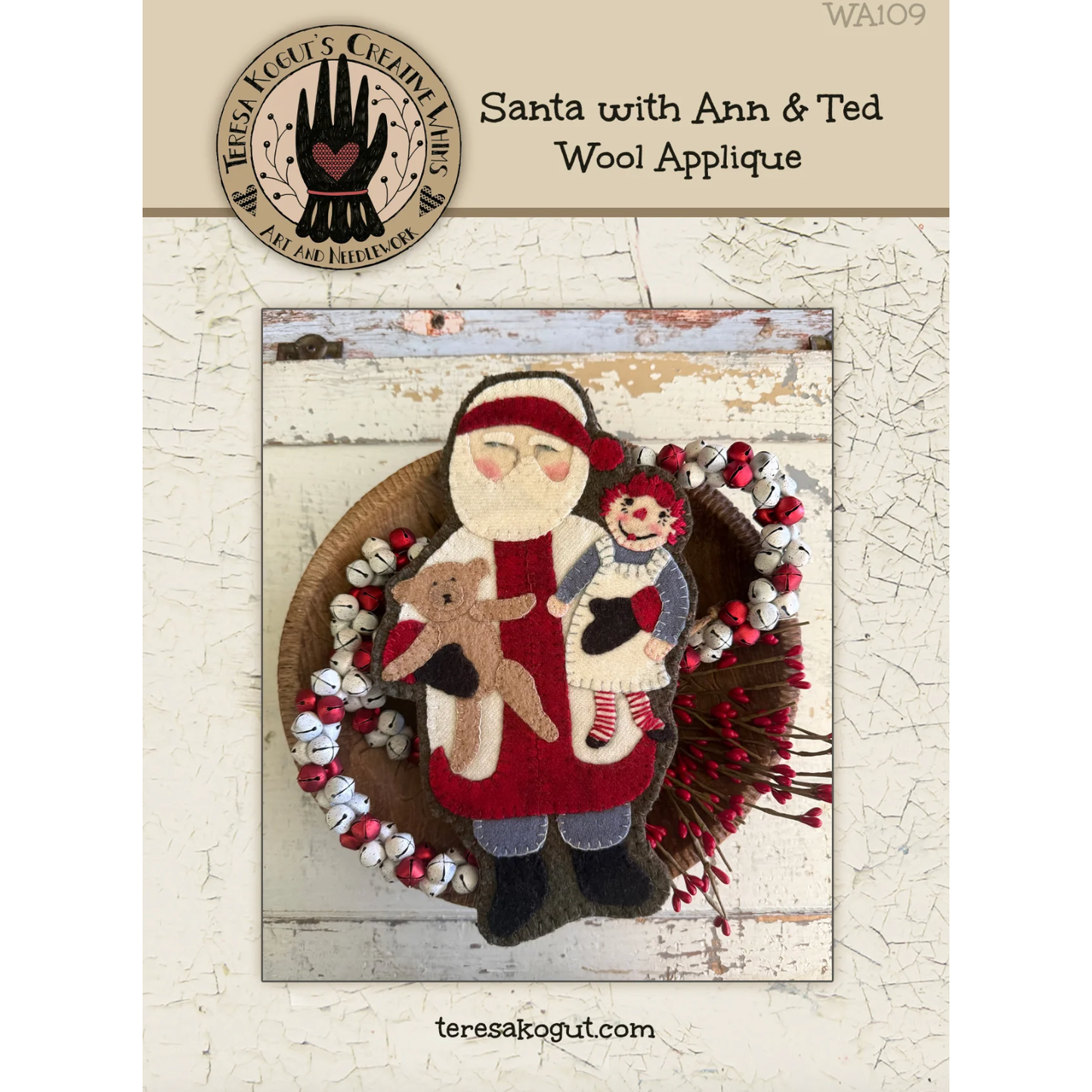 Teresa Kogut  | Santa with Ann & Ted Wool Appliqué Pattern