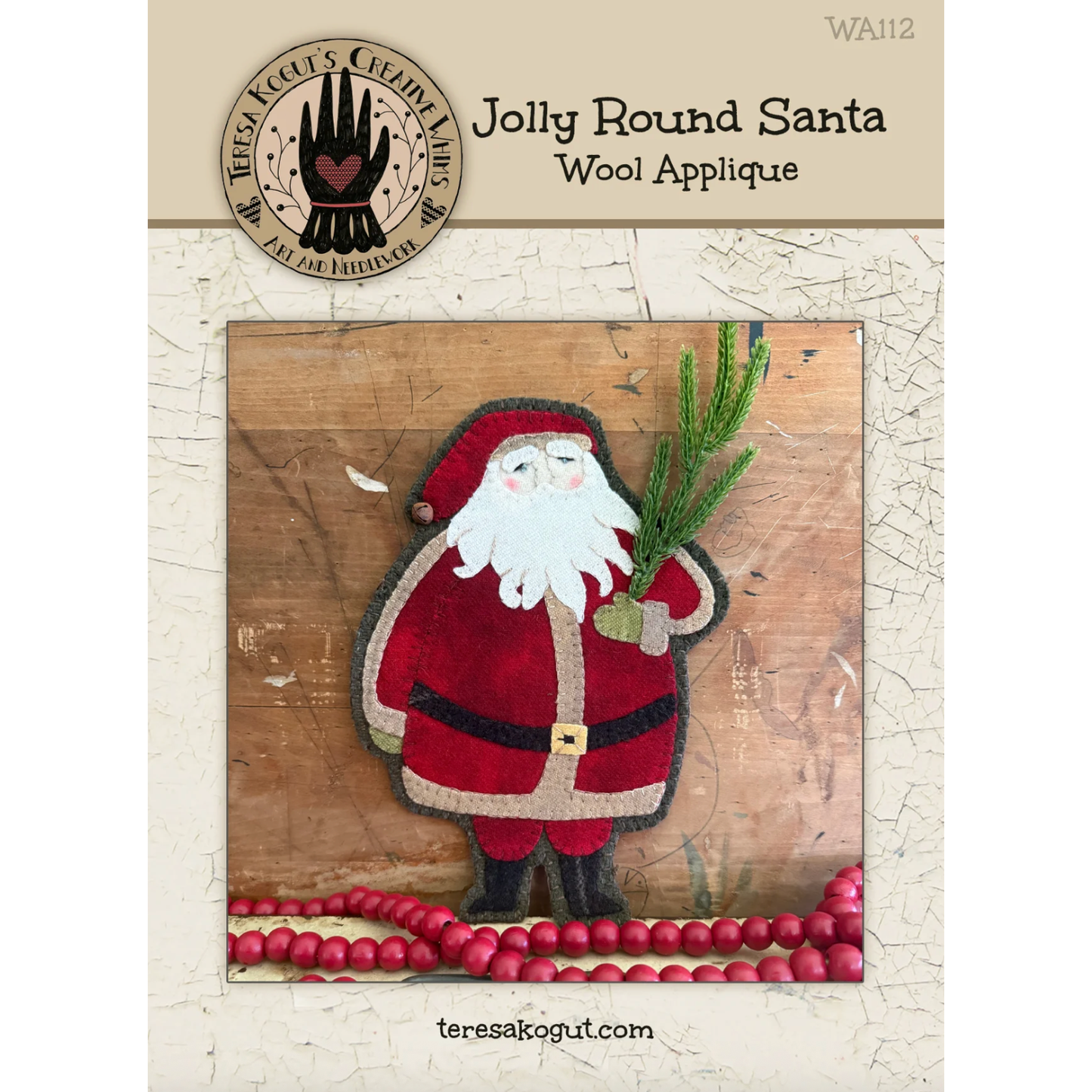 Teresa Kogut  | Jolly Round Santa Wool Appliqué Pattern