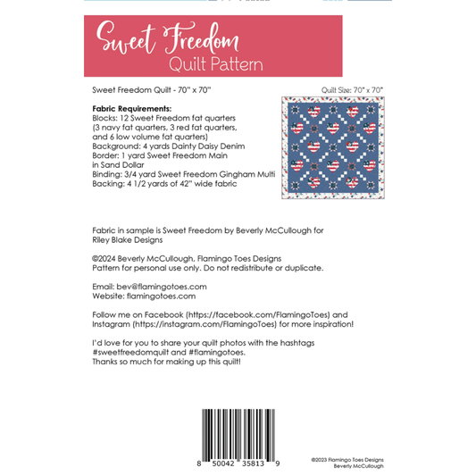 Flamingo Toes ~ Sweet Freedom Quilt Pattern