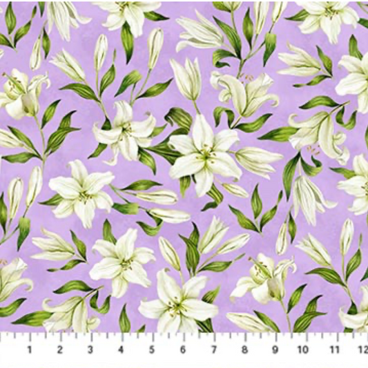 Spring Awakening ~ 2 yds 24" ~ Lilies ~ 26868-82 Lilac Multi
