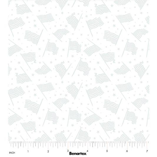 Star Spangled Whites ~ American Flags White 15363-09