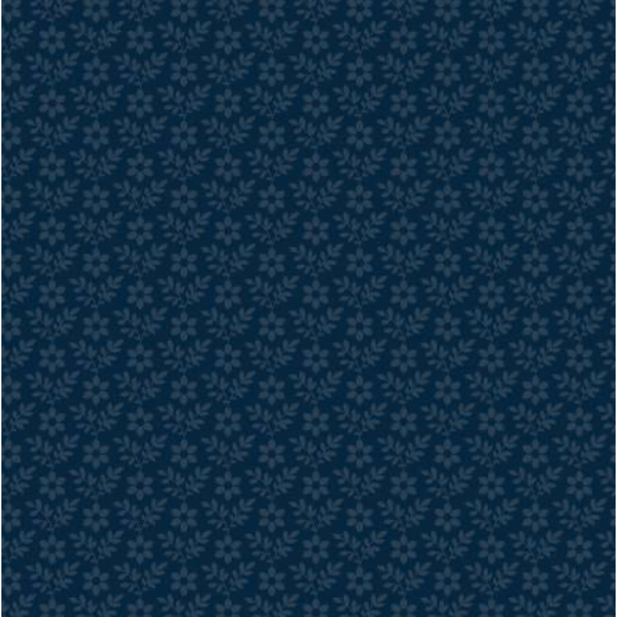 Liberty Island ~ Flower ~ ﻿﻿1 yd 17in remnant R261665D  NAVY