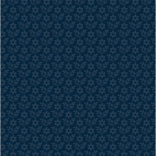 Liberty Island ~ Flower ~ ﻿﻿1 yd 17in remnant R261665D  NAVY