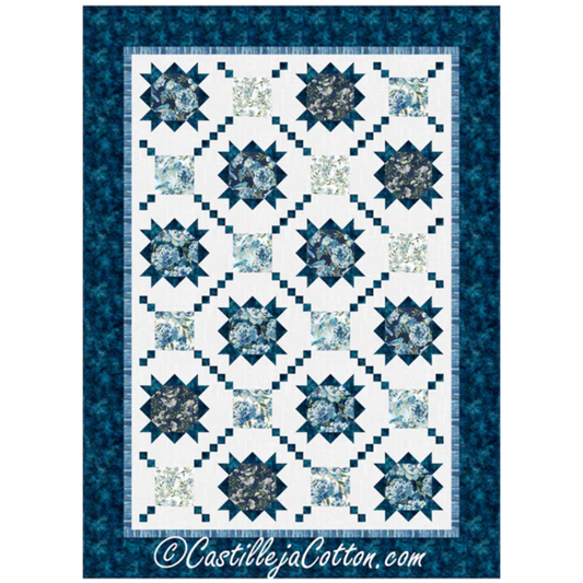 Castille ja Cotton ~ Blue Flower Stars Quilt Pattern