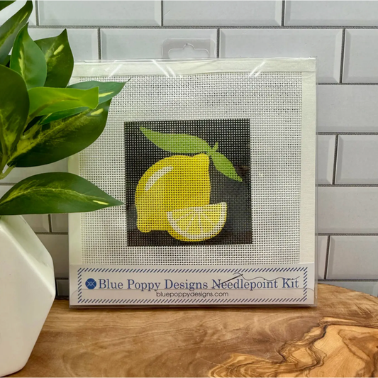 Blue Poppy Designs | Lemons On Black Needlepoint Kit