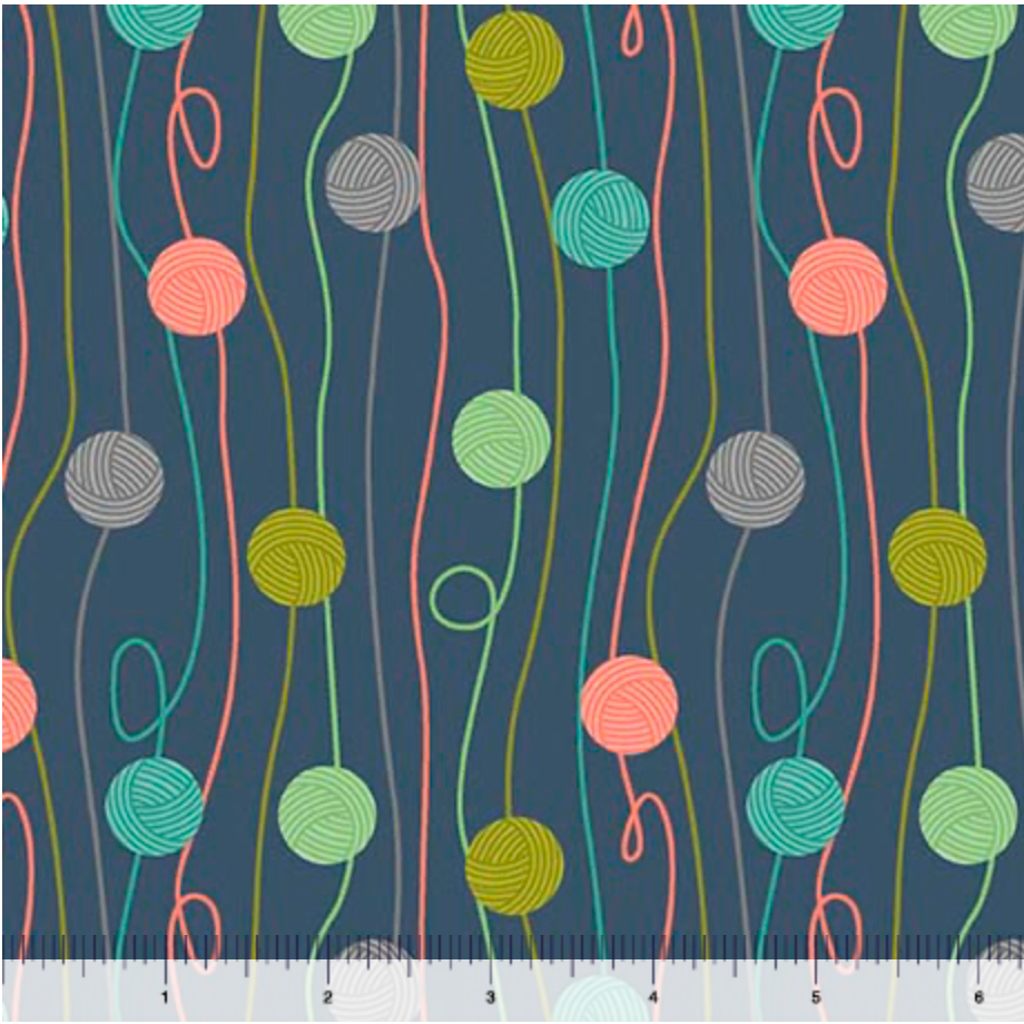 Curious Kittycats ~ Yarn String Stripe ~ 31874-B Dark Blue