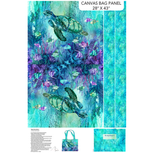 Coral Reef ~ Tote Panel ~ C28885 66 Turquoise Multi