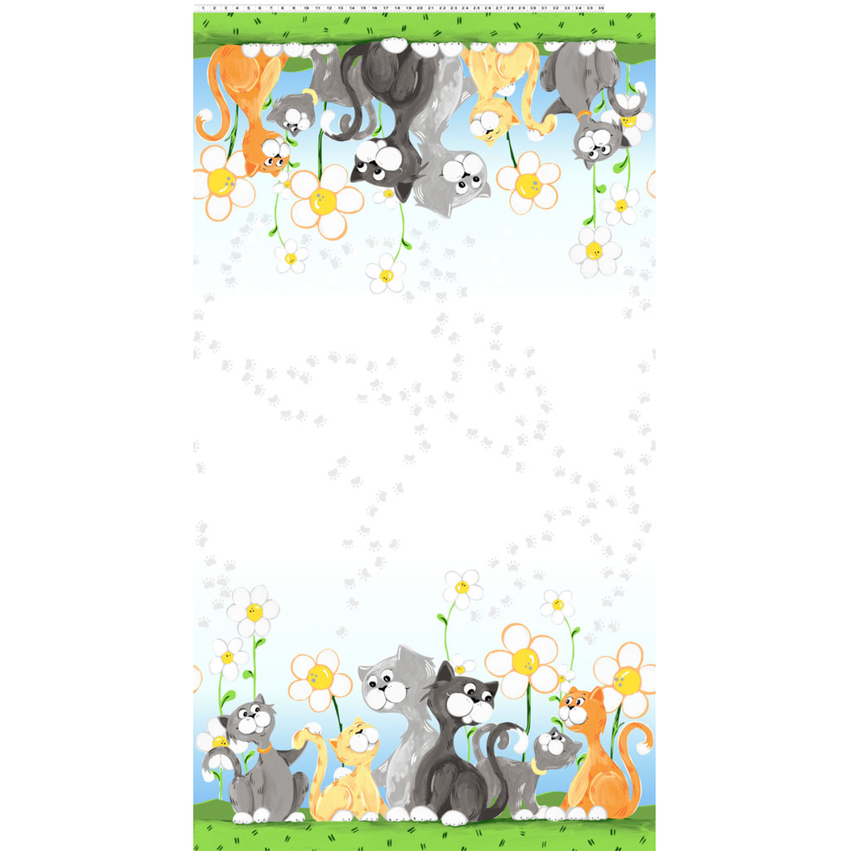 Kitty the Cat ~ 35" remnant ~ Double Border ~ SB20391-100 White