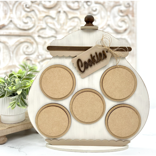 Paisleys & Polka Dots | Cookie Jar Cross Stitch Display-Unfinished Wood