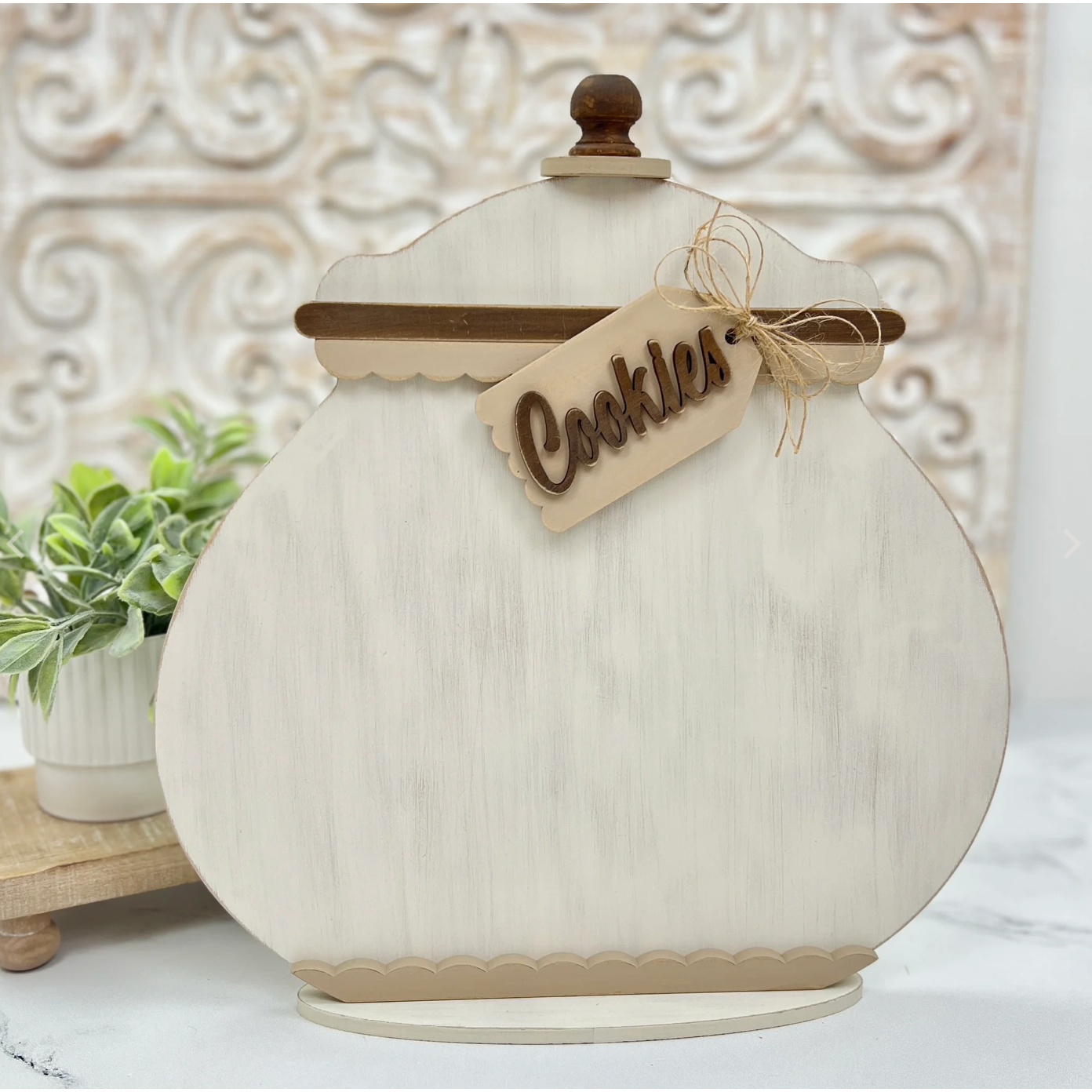 Paisleys & Polka Dots | Cookie Jar Cross Stitch Display-Unfinished Wood