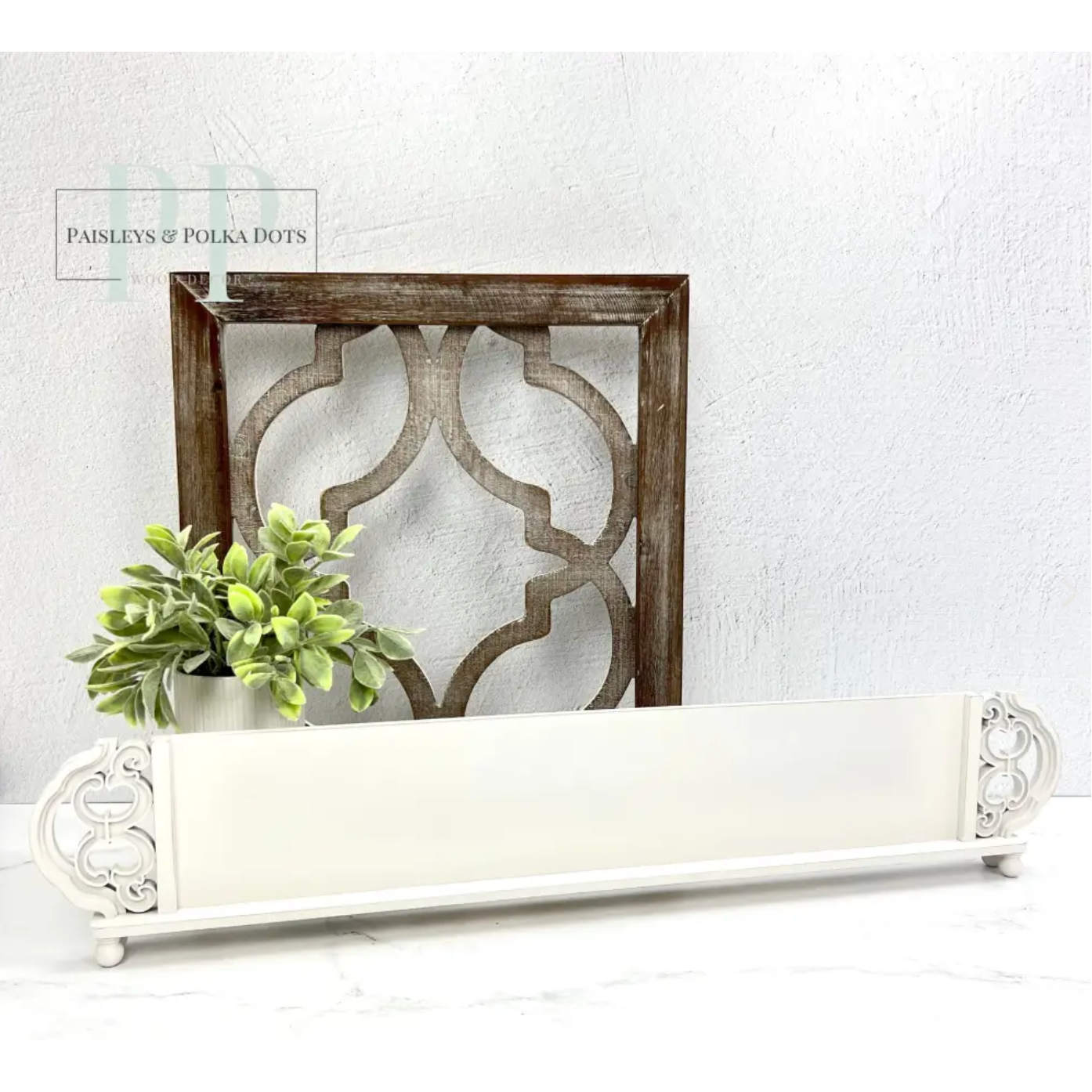 Paisleys & Polka Dots | Long Scroll Frame Cross Stitch Display Backer-Unfinished Wood
