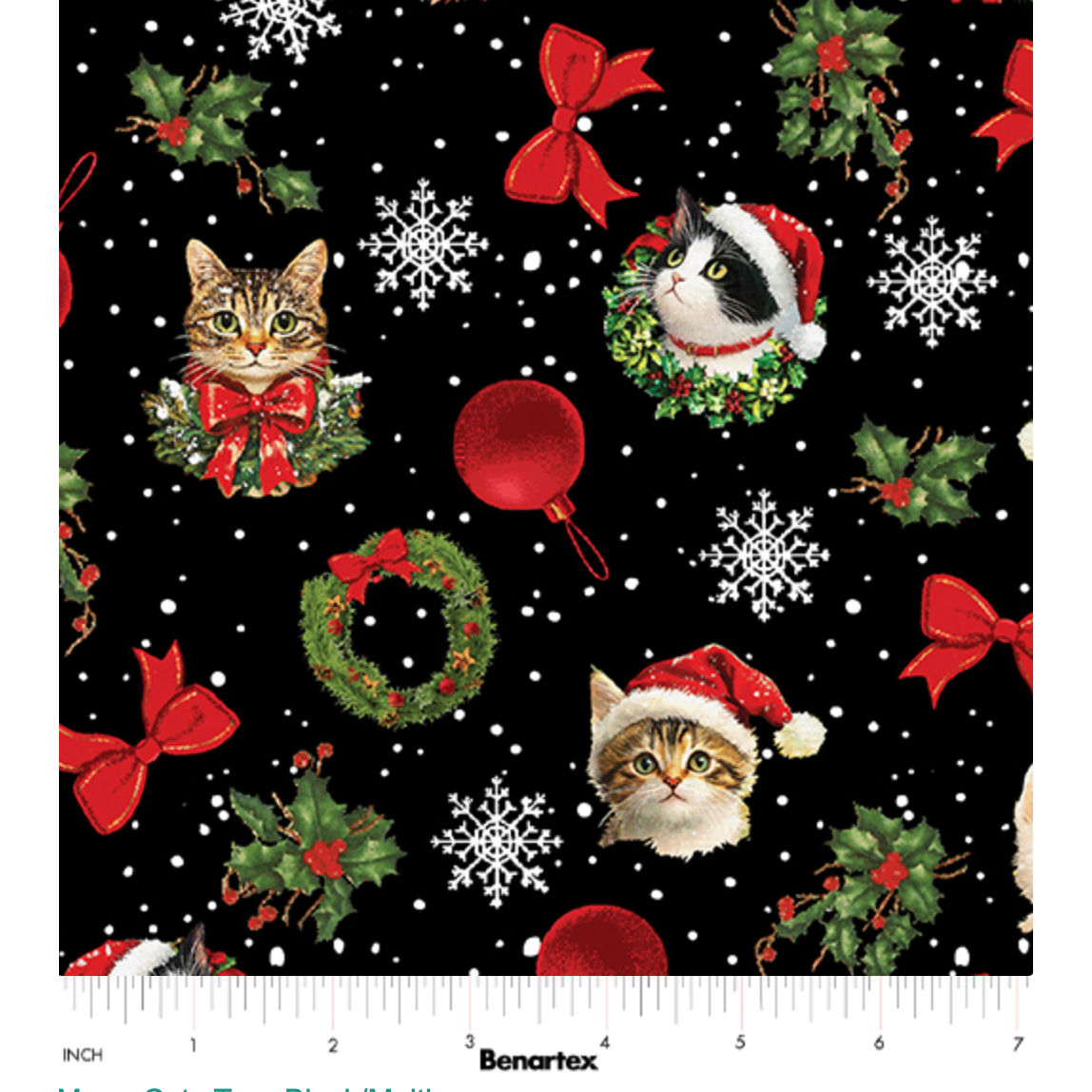Merry Cats ~ Toss ~ 16774-12 Black/Multi