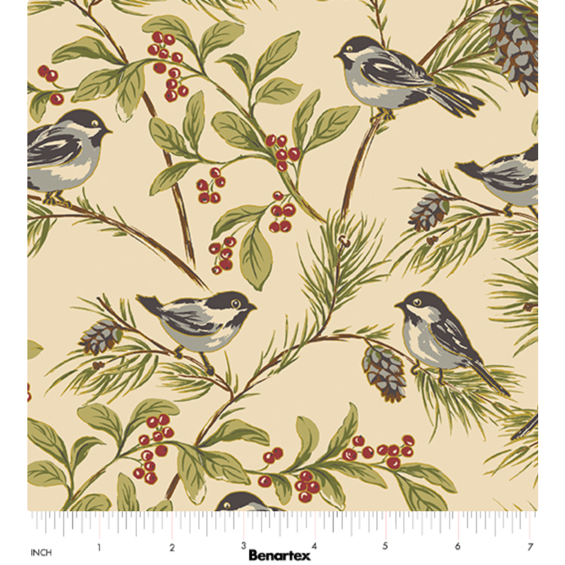 Christmas At Home ~ Chickadees ~ 16715M-70 Natural
