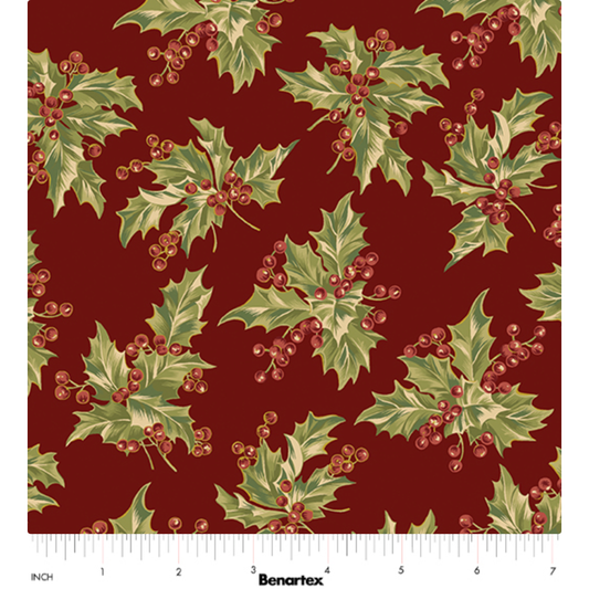 Christmas At Home ~ New Holly ~ 16716M-19 Dark Red