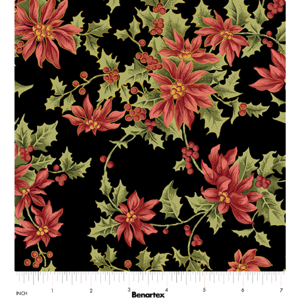 Christmas At Home ~ Noel Poinsettia ~ 16719M-12 Black