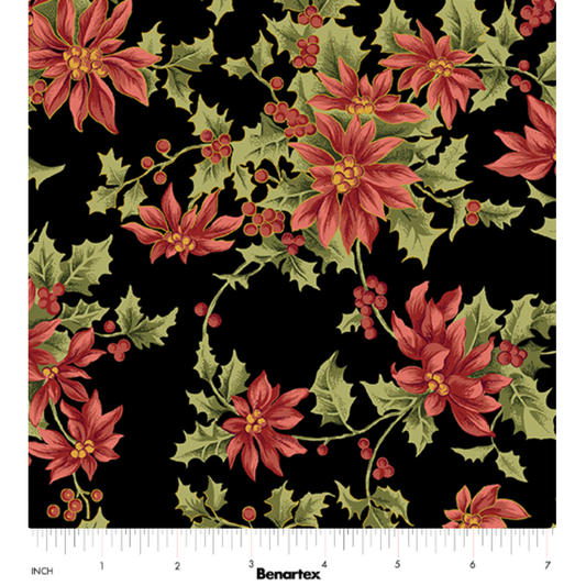 Christmas At Home ~ Noel Poinsettia ~ 16719M-12 Black