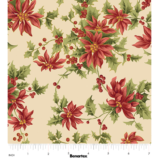 Christmas At Home ~ Noel Poinsettia ~ 16719M-70 Natural
