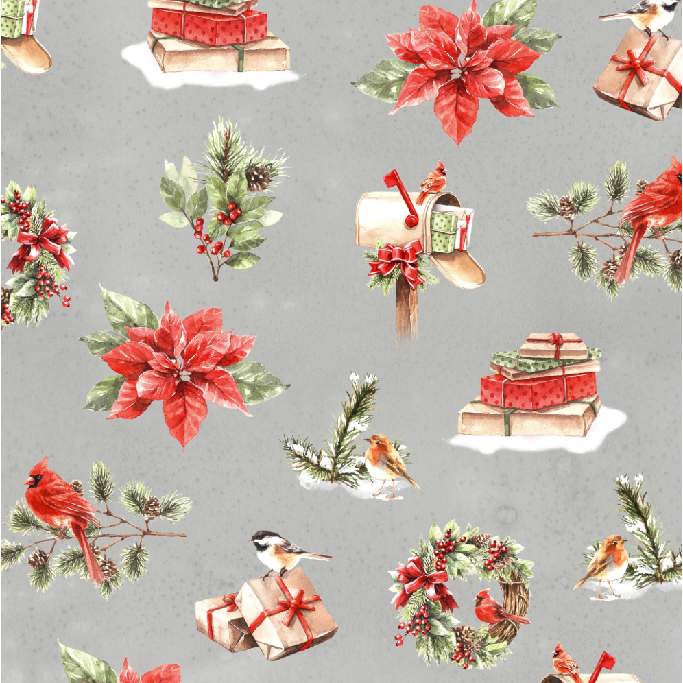 Feathered Festivities ~ Christmas Icons ~ W120-005-736 Gray