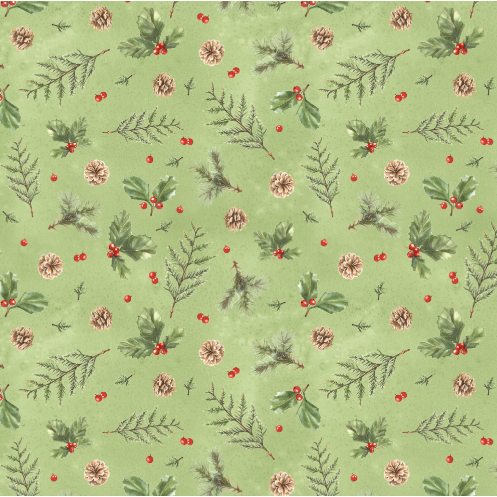 Feathered Festivities ~ Holly & Pine ~ W120-007-663 Green