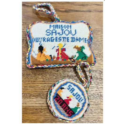 Sajou | Puffies Needlepoint Kit - Little Girls Embroidering