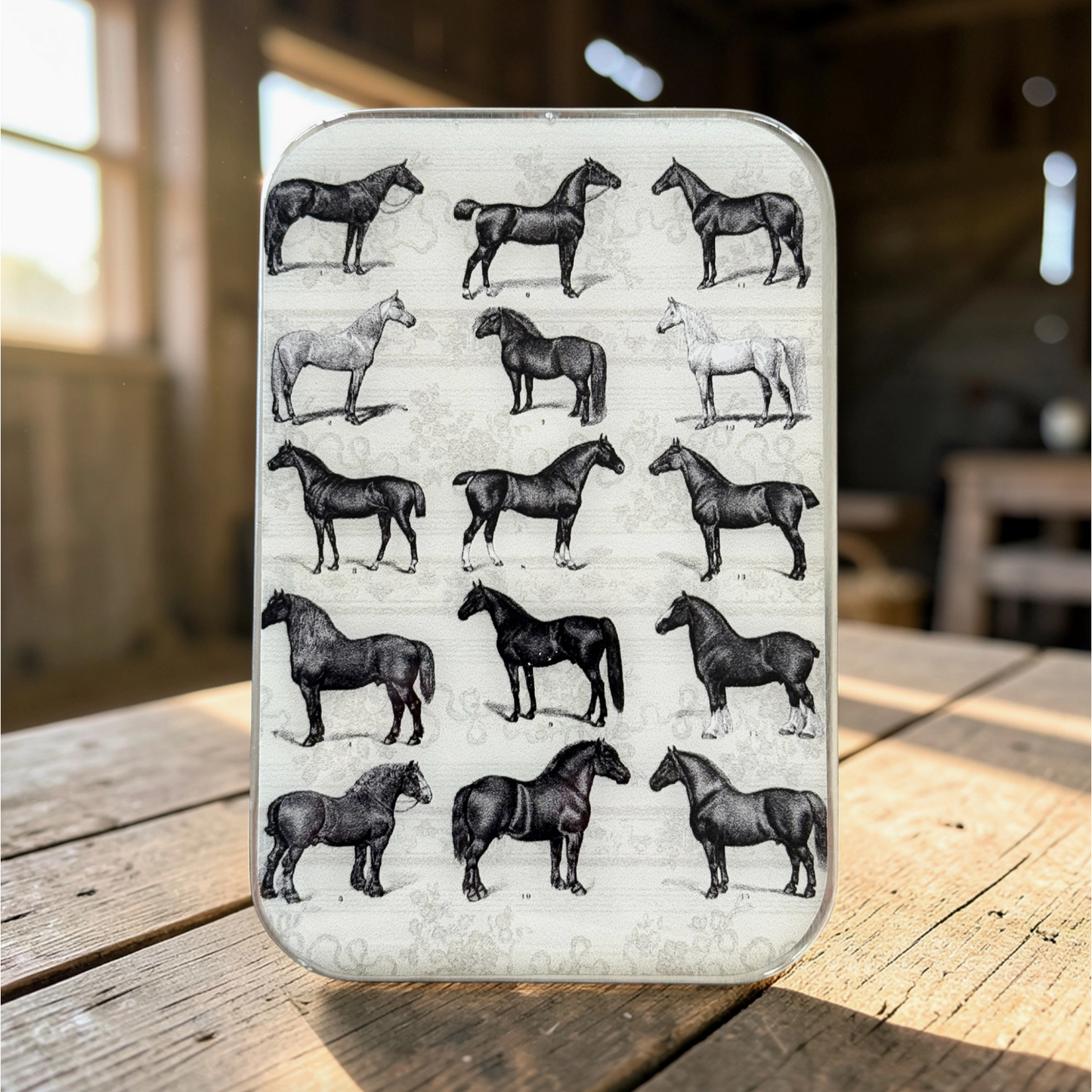 Tin Container with Magnet Large | Study of Horses