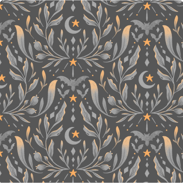 Hauntingly Yours ~ Damask ~ W125-004-727 Gray/Orange