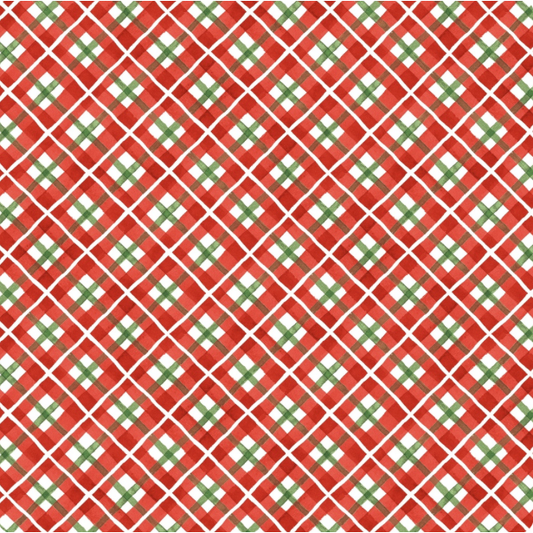 Feathered Festivities ~ Plaid ~ W120-012-306 Red