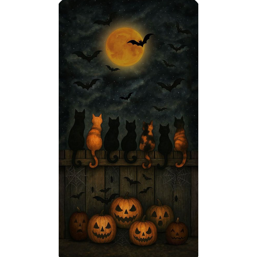 Scaredy Cats ~ Scaredy Fence Cats ~ PANEL-CD4236  SLATE