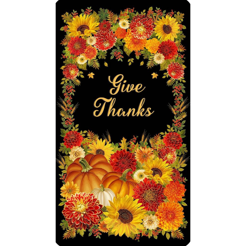 Give Thanks ~ Metallic 24" Panel ~ PANEL-CM4130  BLACK