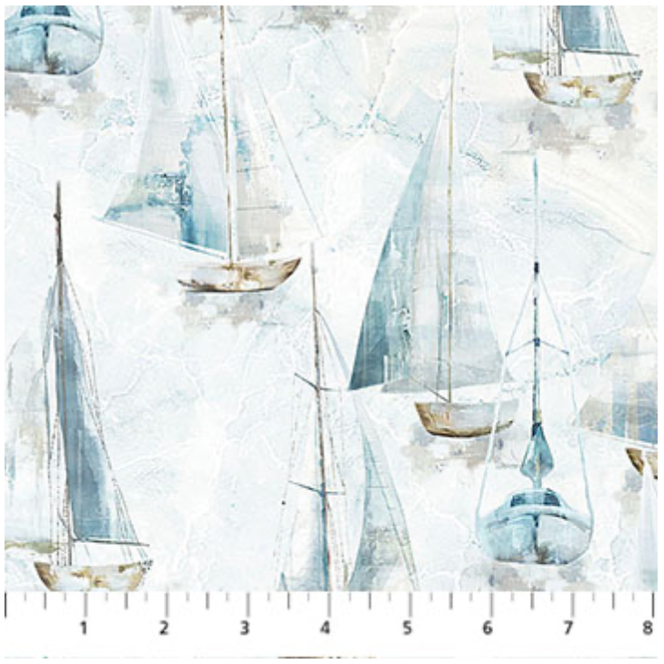 Smooth Sailing ~ Small Sailboats ~ DP28909-10 White Multi