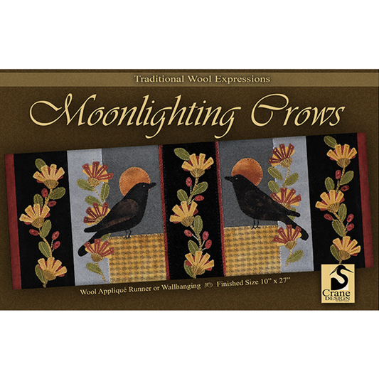 Crane Design ~ Moonlighting Crows Wool Applique Pattern
