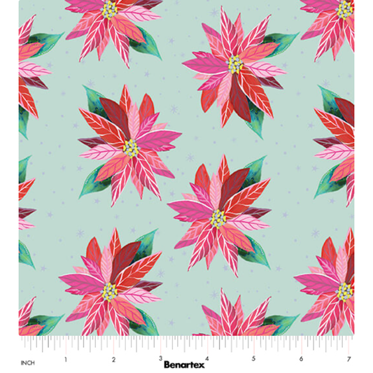 Magical Season ~ Painterly Poinsettia ~ 16729P-04 Light Turquoise