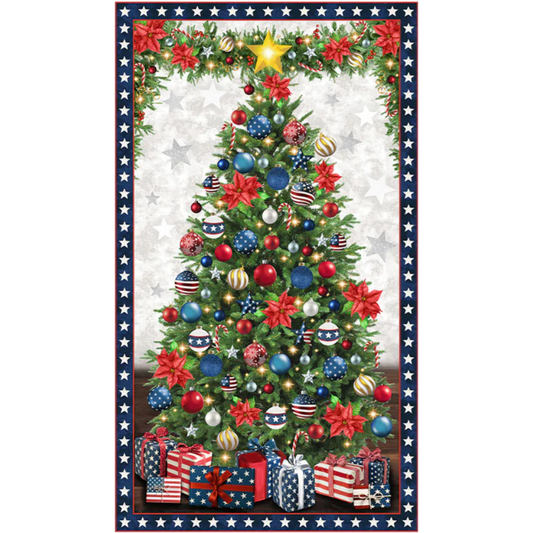 All-American Christmas ~ Tidings of Red, White and Blue Panel ~ 55273DP-1 Multi
