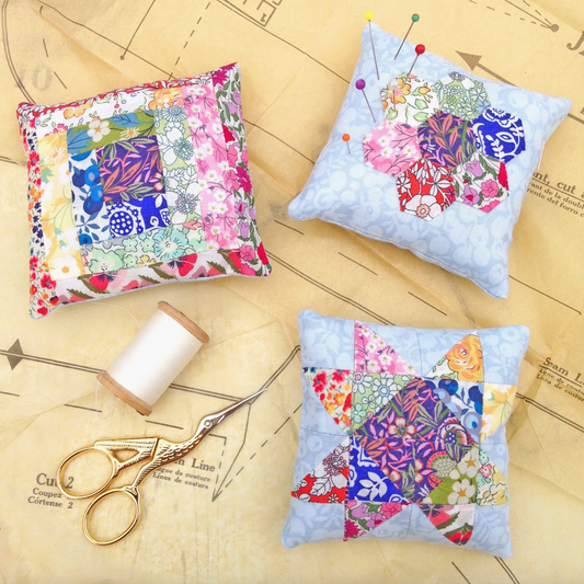 Alice Caroline | Liberty Tana Lawn Fabric Three Patchwork Pin Cushion Kit